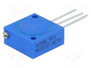 Potentiometer: mounting; vertical,multiturn; 500Ω; 1W; screw,THT BOURNS