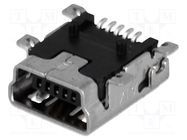 Connector: USB B mini; socket; on PCBs; SMT; PIN: 5; horizontal TE Connectivity