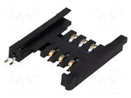 Connector: for cards; SIM; without ejector; SMT; gold flash; PIN: 6 ATTEND