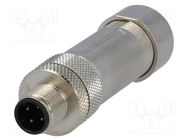 Connector: M12; plug; PIN: 4; male; D code-Ethernet; for cable LUMBERG AUTOMATION