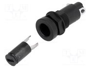 Fuse holder; cylindrical fuses; 5x20mm; 10A; on panel; black; FEF SCHURTER