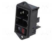 Connector: AC supply; socket; male; 10A; 250VAC; C14 (E); DD11 SCHURTER