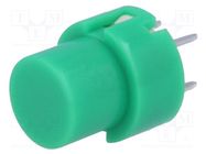 Switch: keypad; Pos: 2; SPST-NO; 0.01A/32VDC; green; THT; 1.3N; round C&K