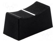 Knob; slider; black; 23x11x11mm; width shaft 6,3mm; plastic CLIFF