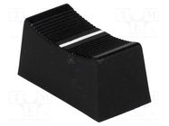 Knob; slider; black; 23x11x11mm; Width shaft 3/4mm; plastic 