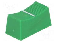 Knob; slider; green; 23x11x11mm; Width shaft 4mm; plastic CLIFF