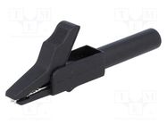 Crocodile clip; 15A; black; Grip capac: max.12mm; Socket size: 4mm AXIOMET