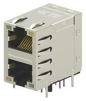 RJ45 CONNECTOR, R/A JACK, 2PORT, TH