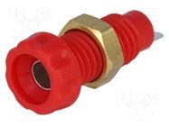 Connector: 4mm banana; socket; 10A; 60VDC; 23mm; red; nickel plated CLIFF