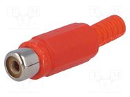 Connector: RCA; plug; female; with strain relief; straight; red 