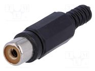 Connector: RCA; plug; female; with strain relief; straight; black 