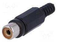 Connector: RCA; plug; female; with strain relief; straight; black CHANGZHOU DAHUA IMP AND EXP (GROUP) CO