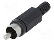 Connector: RCA; plug; male; with strain relief; straight; black 