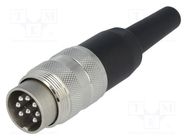 Connector: M16; plug; male; soldering; for cable; PIN: 8; 5A; 100V AMPHENOL