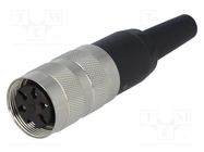 Connector: M16; plug; female; soldering; for cable; PIN: 5; 5A; 300V AMPHENOL