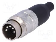 Connector: M16; plug; male; soldering; for cable; PIN: 5; 5A; 100V AMPHENOL