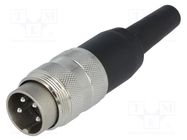 Connector: M16; plug; male; soldering; for cable; PIN: 4; 5A; 300V AMPHENOL