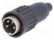 Connector: DIN; plug; male; PIN: 4; straight; for cable; soldering AMPHENOL