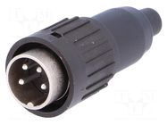 Connector: DIN; plug; male; PIN: 4; straight; for cable; soldering AMPHENOL