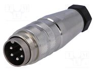 Connector: M16; plug; male; soldering; for cable; PIN: 5; 5A; 300V AMPHENOL