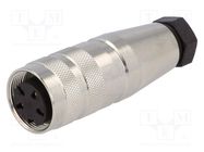 Connector: M16; plug; female; soldering; for cable; PIN: 4; 5A; 300V AMPHENOL