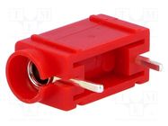 Connector: 4mm banana; socket; 24A; 60VDC; red; silver plated; PCB 