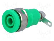 Connector: 4mm banana; socket; 32A; green; nickel plated; 23.5mm 