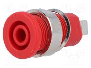 Connector: 4mm banana; socket; 32A; red; nickel plated; on panel 