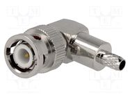 Connector: BNC; plug; male; angled 90°; RG58; crimped; for cable 