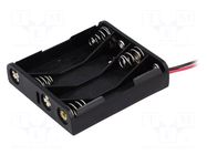 Holder; AAA,R3; Batt.no: 4; cables; 150mm; black COMF