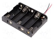Holder; AA,R6; Batt.no: 5; cables; 150mm; black COMF