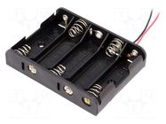 Holder; AA,R6; Batt.no: 5; cables; 150mm; black COMF