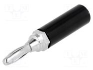 Connector: 4mm banana; plug; 60VDC; black; non-insulated; on cable 