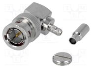 Connector: BNC; plug; male; angled 90°; 75Ω; crimped; for cable; POM AMPHENOL RF