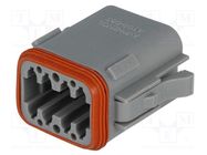 Connector: wire-wire; plug; female; AT; for cable; PIN: 8; grey; IP67 AMPHENOL