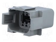 Connector: wire-wire; plug; male; AT; for cable; PIN: 8; grey; IP67 AMPHENOL