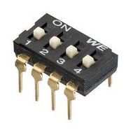 DIP SWITCH, 0.025A, 24VDC, 2 POS, THT