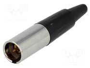 Connector: XLR mini; plug; male; PIN: 3; for cable; soldering; 5A AMPHENOL