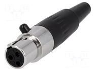 Connector: XLR mini; plug; female; PIN: 3; for cable; soldering; 5A AMPHENOL