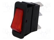 ROCKER; SPST; Pos: 2; ON-OFF; 16A/250VAC; red; neon lamp; 5500; 250V BULGIN