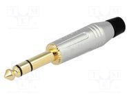 Connector: Jack 6,3mm; plug; male; stereo; ways: 3; straight; grey AMPHENOL