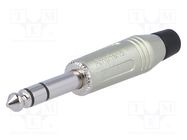 Connector: Jack 6,3mm; plug; male; stereo; ways: 3; straight; grey 