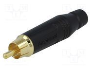 Connector: RCA; plug; male; straight; soldering; black; gold-plated AMPHENOL