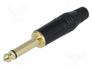 Connector: Jack 6,3mm; plug; male; mono; ways: 2; straight; black AMPHENOL