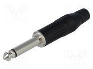 Connector: Jack 6,3mm; plug; male; mono; ways: 2; straight; black AMPHENOL