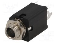 Connector: Jack 6,3mm; socket; female; mono; ways: 2; straight; THT AMPHENOL