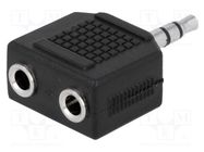 Splitter; Jack 3.5mm socket x2,Jack 3.5mm plug; stereo 