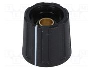 Knob; with pointer; ABS; Øshaft: 6.35mm; Ø16x15.5mm; black; A2616 OKW