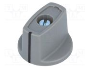 Knob; with pointer; ABS; Øshaft: 6mm; Ø23x16mm; grey; Shaft: smooth OKW