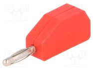 Connector: 2mm banana; plug; 10A; 33VAC; 70VDC; red; -20÷80°C ELECTRO-PJP